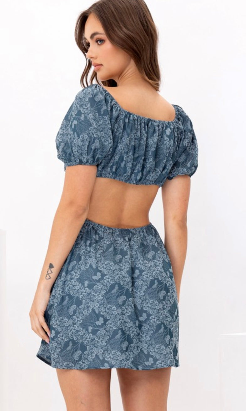 Floral Print Cut Out Mini Dress