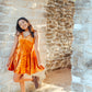 Pumpkin Velvet and Lace Dress