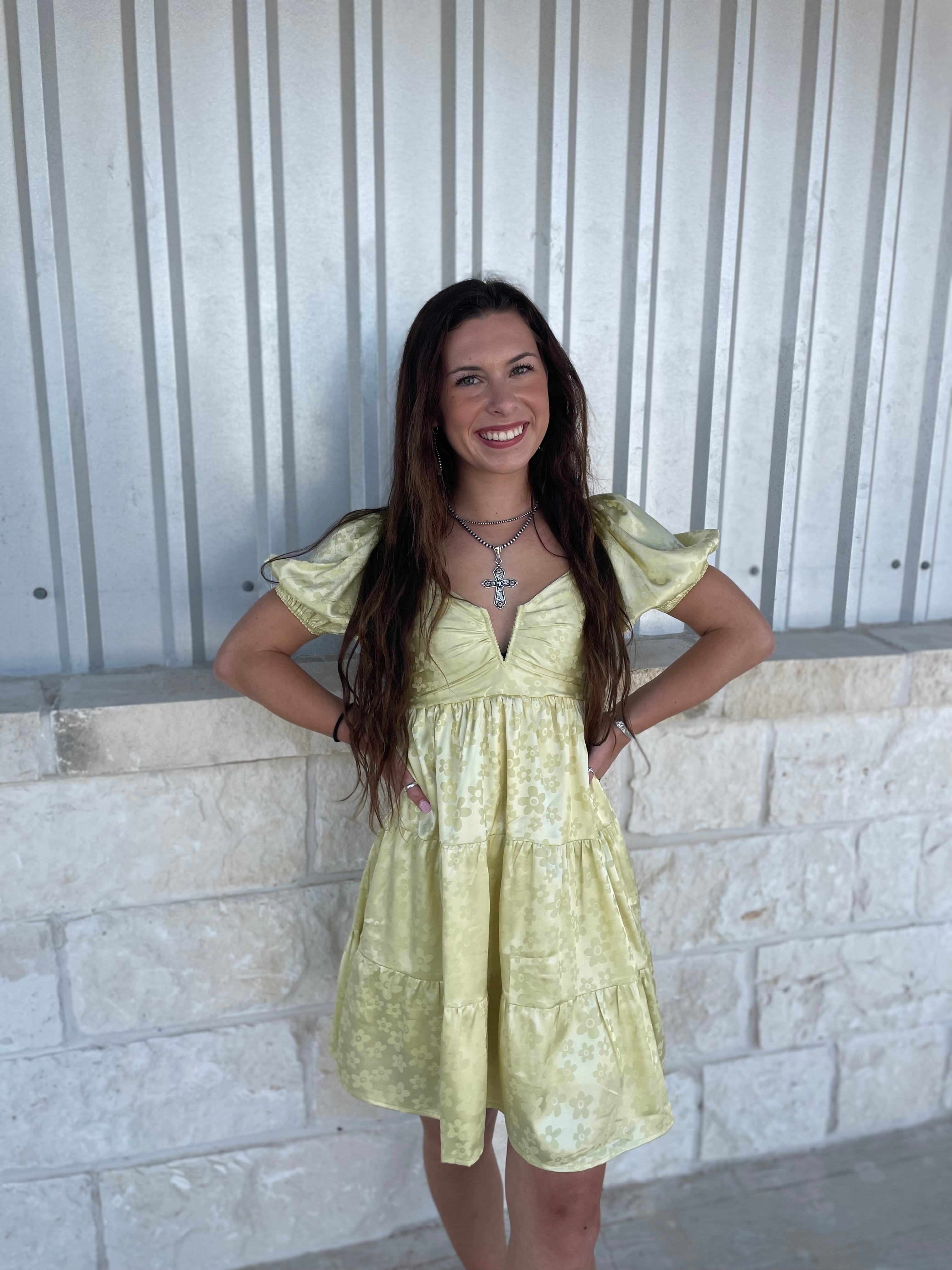 Silk Floral Embossed Dress