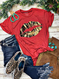 Leopard Foil Lips tee