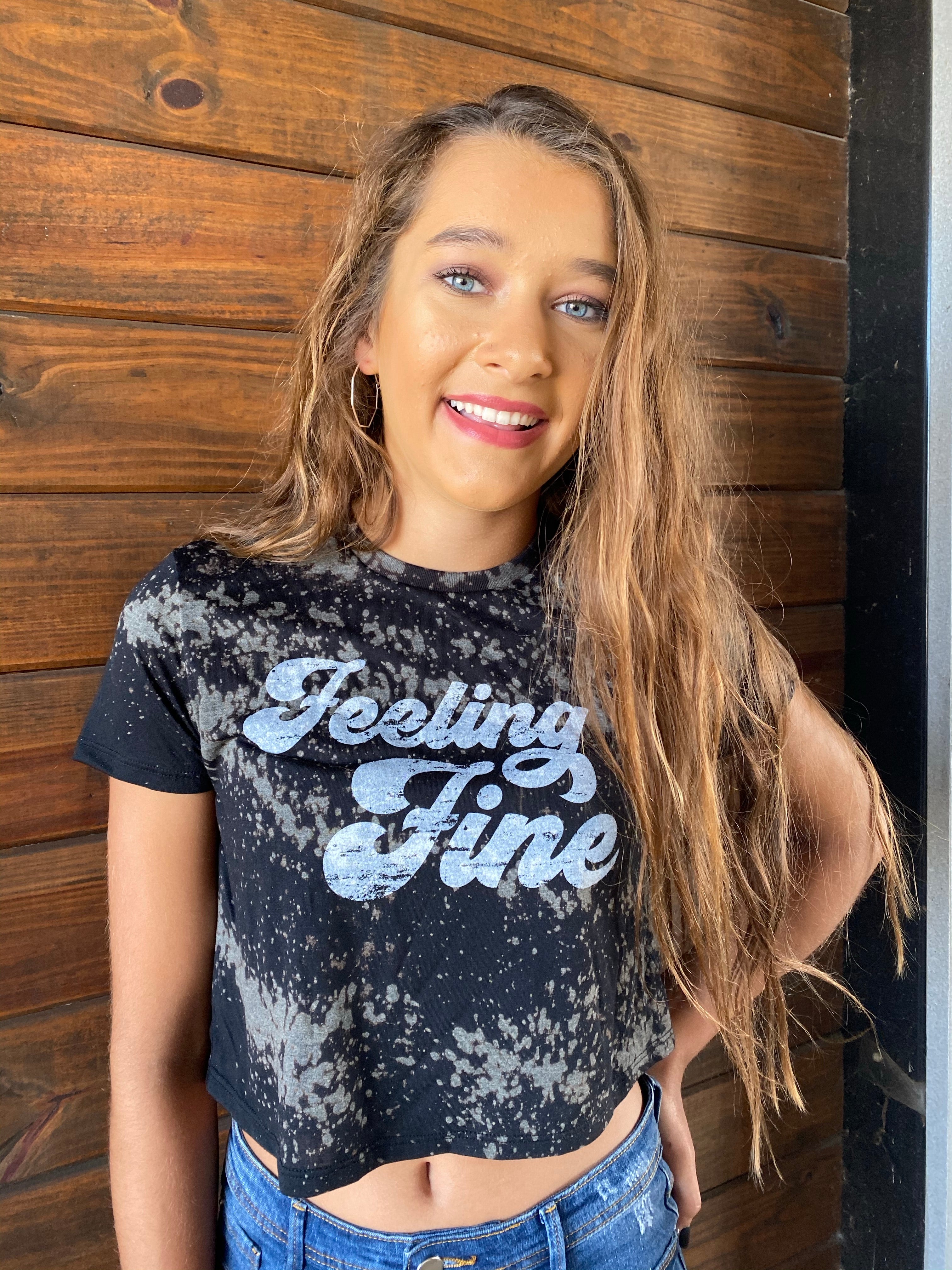 Feeling Fine Bleached Crop Tee