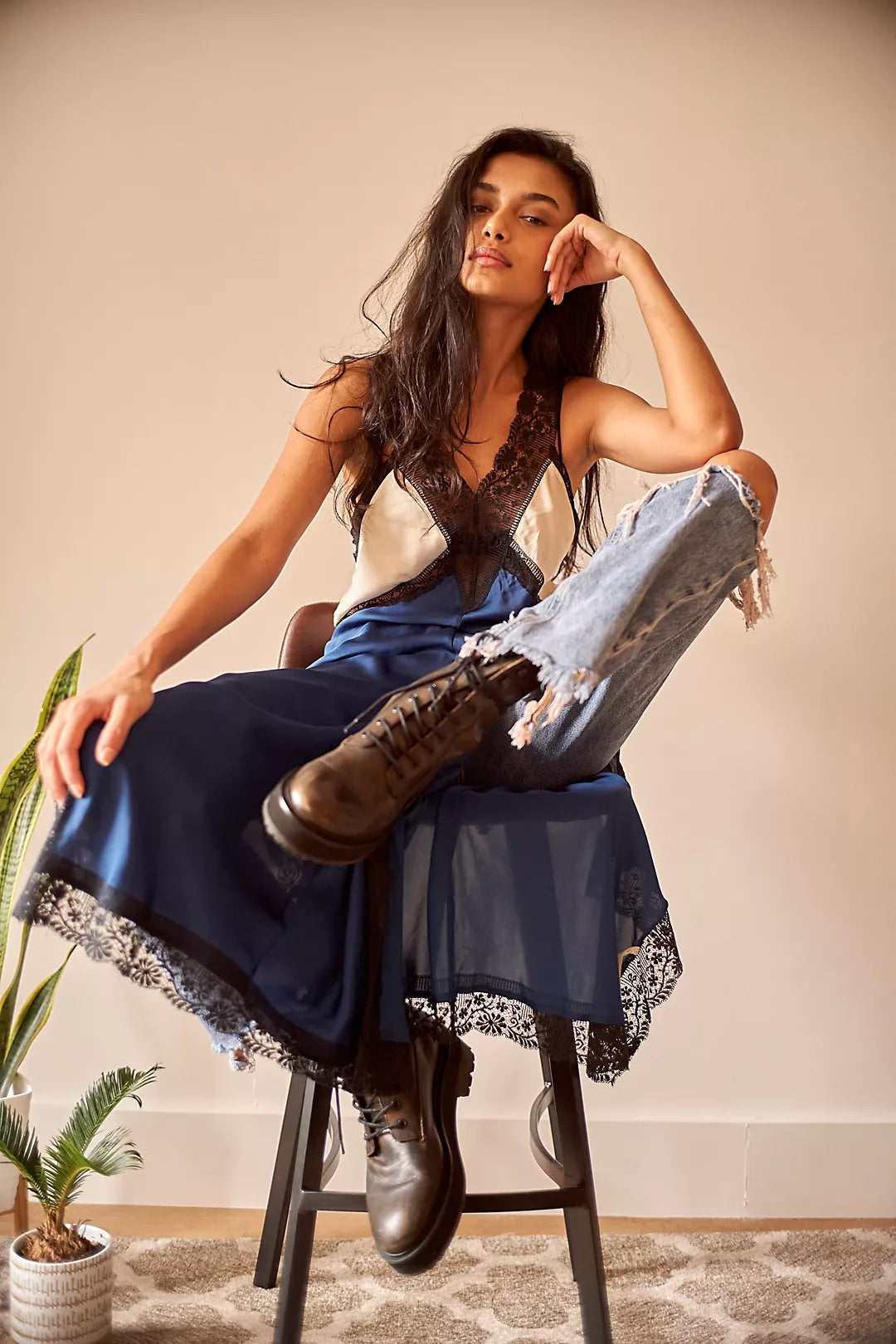 Free People Tri Me Midi Slip