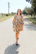 Shimmer Floral Babydoll Dress
