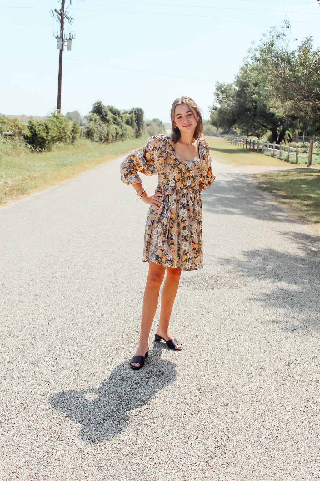 Shimmer Floral Babydoll Dress