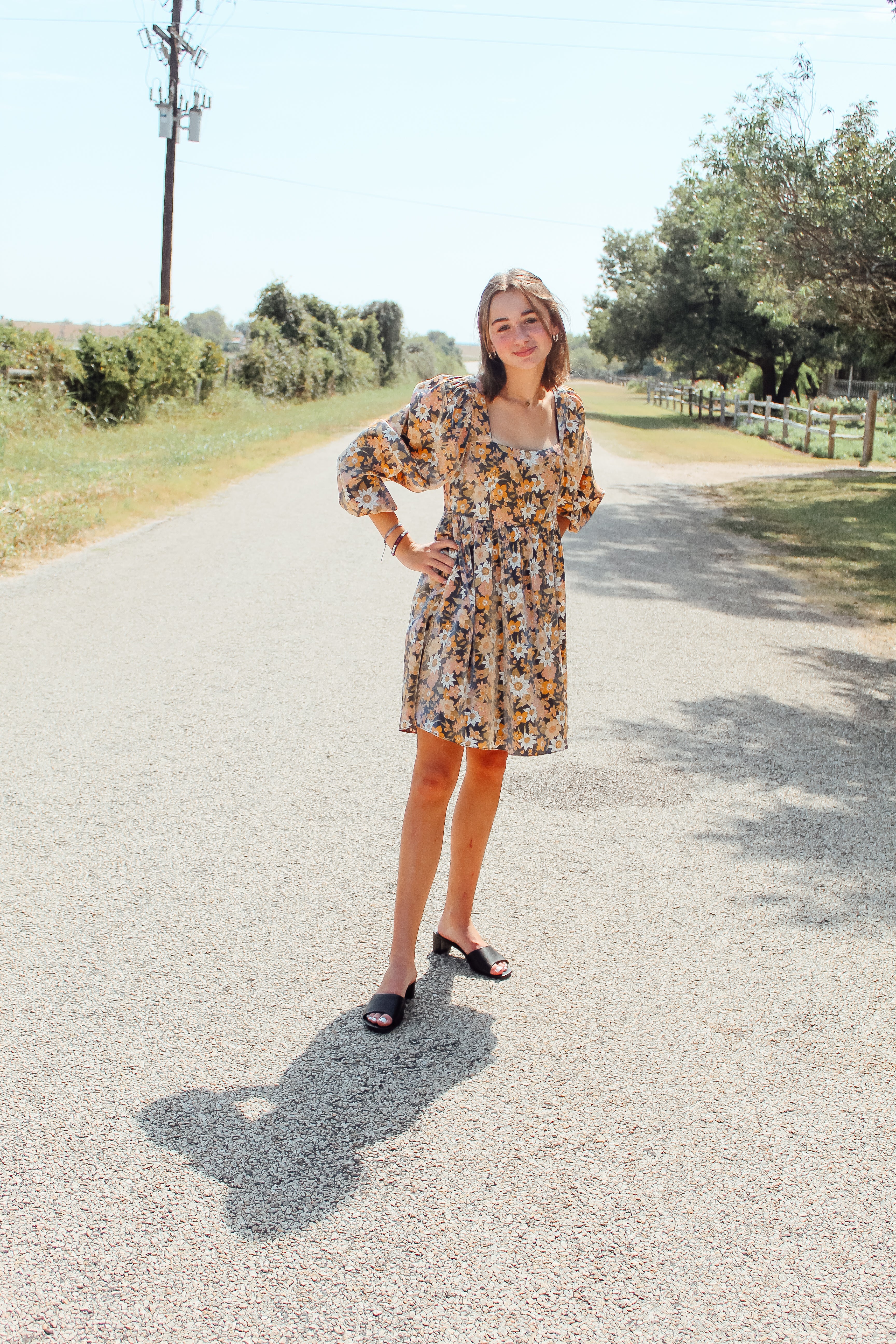 Shimmer Floral Babydoll Dress